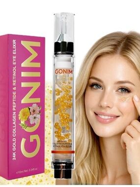 GONIM 24K Gold Collagen Eye Elixir - Pink & Gold Packaging 0.34 Fl Oz